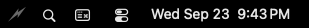 Real MacOS menu bar showing Tap Zap's lightning-bolt icon, other status icons, and the date and time